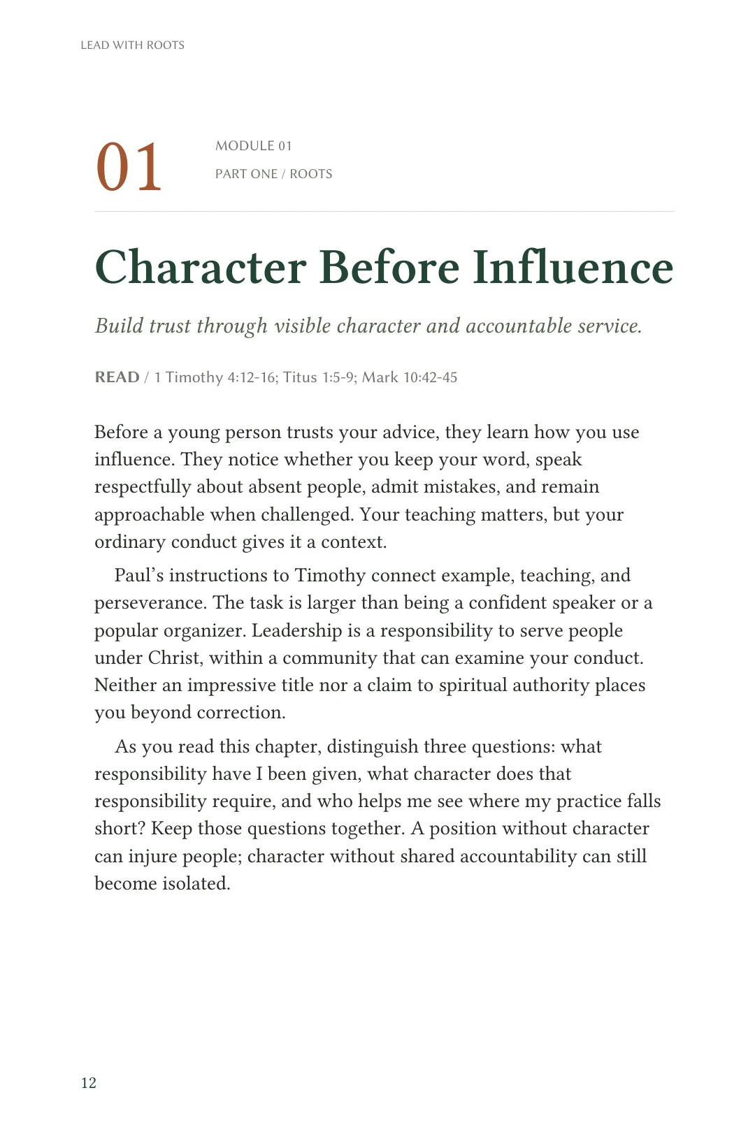 Actual PDF page 12: the opening of Character Before Influence