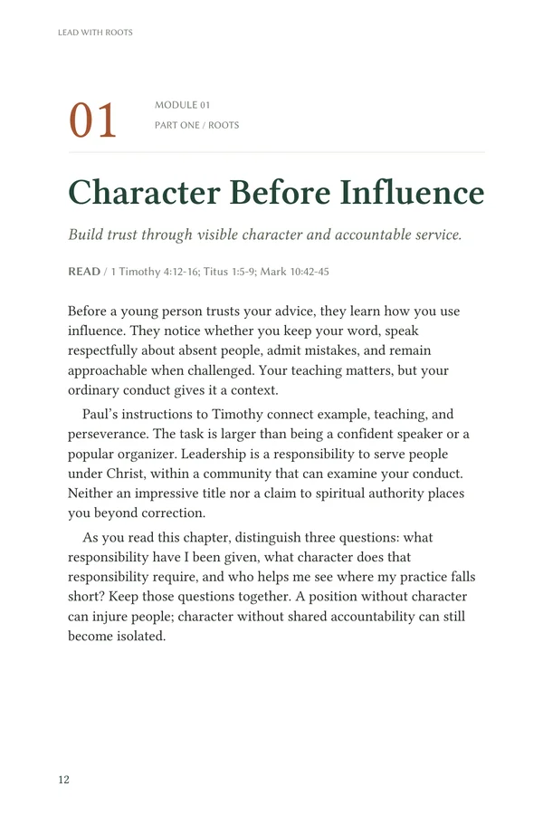 Actual PDF page 12: the opening of Character Before Influence